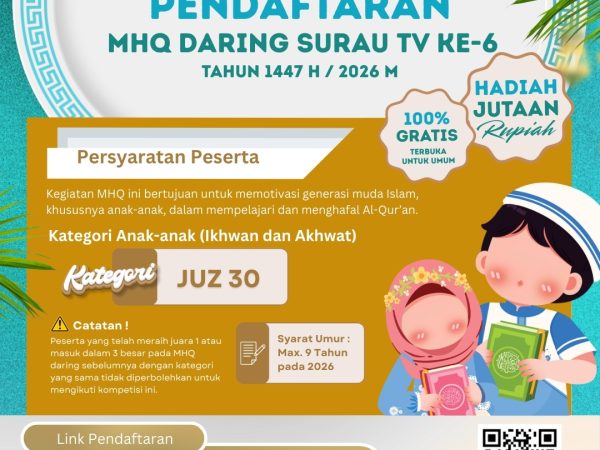 Pendaftaran MHQ Daring Surau TV ke-6 resmi dibuka